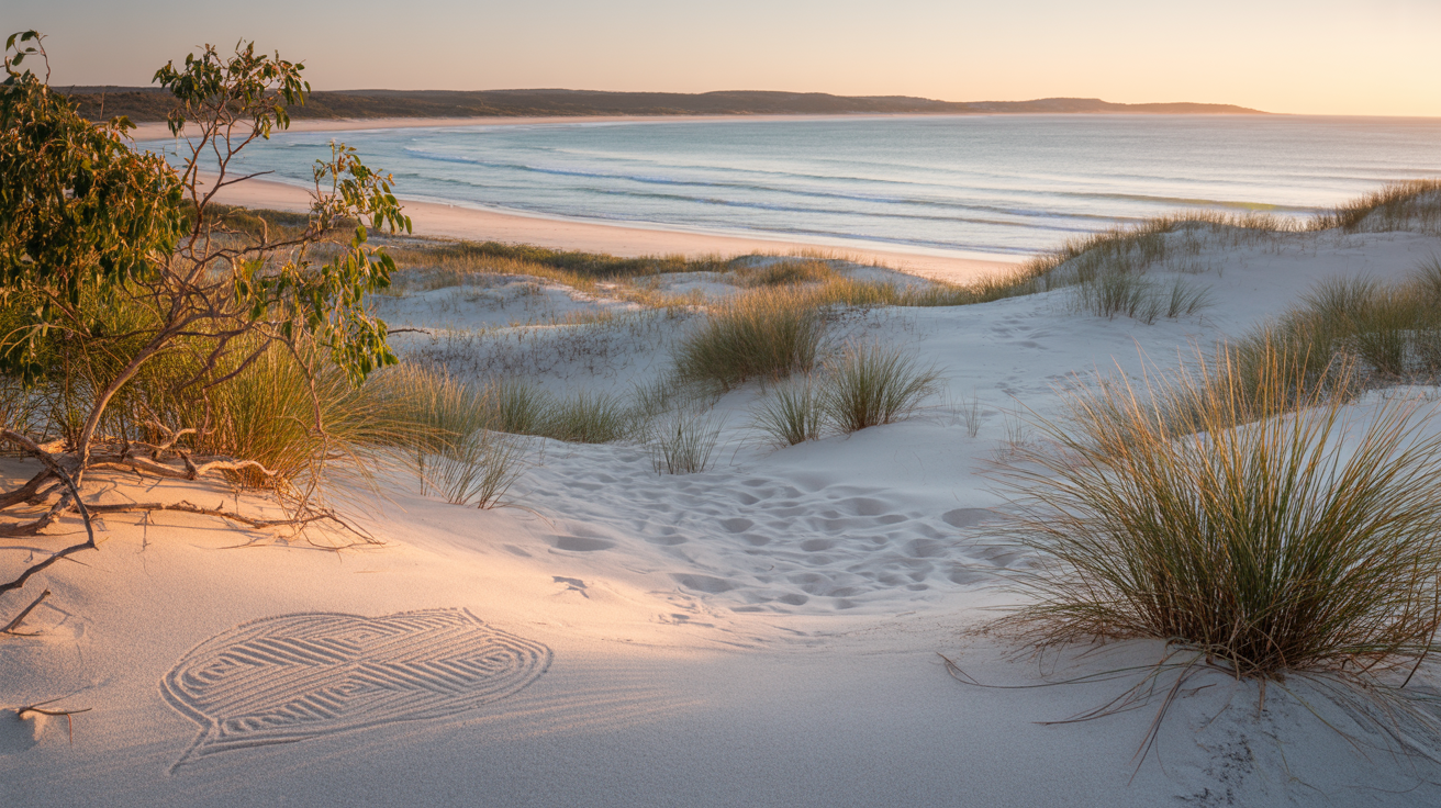 Sunlit coastal gumleaf landscape